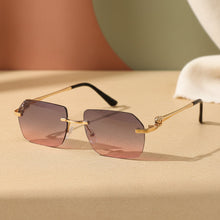 Load image into Gallery viewer, Gold Frame Cheetah Rimless Sunglasses – INS Hip-Hop Style