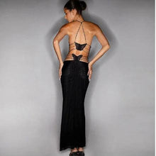 Load image into Gallery viewer, Floral Print Halter Dress - Sexy Butterfly Back Spaghetti Straps