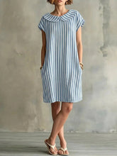 Load image into Gallery viewer, Women's Striped Bodycon Midi Dress – High-Waist Sleeveless