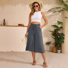 Load image into Gallery viewer, Women’s Elastic Cropped Wide-Leg Pants