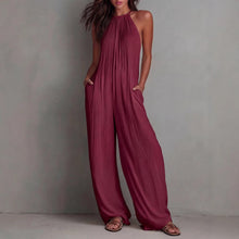 Load image into Gallery viewer, Women's Sleeveless Open-Back Wide-Leg Pleated Jumpsuit