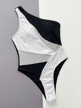Load image into Gallery viewer, Stylish One-Piece Swimsuit with Contrast Panel Design