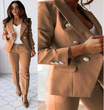 Load image into Gallery viewer, Lapel Button-Down Jacket & Slim-Fit Trousers Suit – 15 Colors XS–XXL