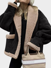 Load image into Gallery viewer, Fuzzy Collared Neck Long Sleeve Jacket with Buttoned Closure and Cozy Pockets
