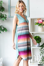 Load image into Gallery viewer, Full Size Striped Sleeveless V Neck Dress For Women – Timeless Striped V Neck Dress, Sophisticated Sleeveless Dress, Classic Striped Dress, Flattering V Neck Dress, Versatile Sleeveless Dress, Chic Striped Dress, Elegant V Neck Dress