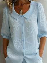 Load image into Gallery viewer, Women's Loose-Fit Retro 3D Embroidered Floral Shirt – Buttoned Casual Top