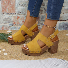 Load image into Gallery viewer, Women's Peep-Toe Chunky Heel Buckle Sandals