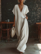 Load image into Gallery viewer, Lace-Trimmed Loose Long Dress for Women