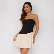 Load image into Gallery viewer, Women's Pleated Color Block Tube Top Dress