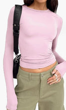 Load image into Gallery viewer, Slim Fit Long Sleeve Shirt | Women's Casual Crop Tops