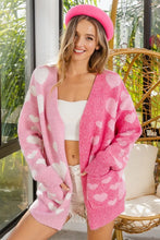 Load image into Gallery viewer, BiBi Heart Color Block V-Beck Knit Cardigan with Pockets