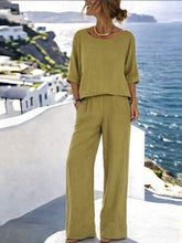 Load image into Gallery viewer, Women's Resort Set – Short Sleeve Top & Wide-Leg Pants