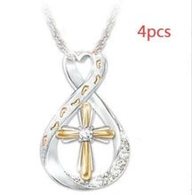 Load image into Gallery viewer, Mandotos Cross Footprint Diamond Pendant Two Tone Necklace
