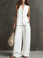 Load image into Gallery viewer, Women's Sleeveless Vest & Wide-Leg Pants Two-Piece Set – 10 Colors XS–3XL
