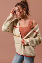 Load image into Gallery viewer, SO ME Loose Fit Multi Stripe Open Front Cardigan