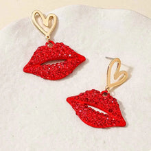 Load image into Gallery viewer, Rhinestone Lip Earrings and Necklace Jewelry Set
