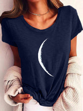Load image into Gallery viewer, Wide Collar Printed T-Shirt – Casual Short Sleeve Top for Women