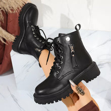 Load image into Gallery viewer, Round Toe Block Heels Boots with Mid-Heel Comfort
