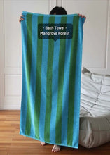 Load image into Gallery viewer, Ultra Soft Absorbent Retro Stripe Bath Towel - 100% Organic Premium Combed Cotton