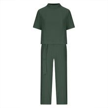 Load image into Gallery viewer, Round-Neck 3/4 Sleeve Top & Pants Two-Piece Set – 6 Colors, S–XXL