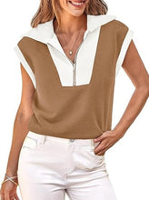 Load image into Gallery viewer, Fisoew Color‑Block Half‑Zip Polo Sweatshirt