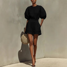 Load image into Gallery viewer, Women's Puff-Sleeve Top & Cropped Shorts Set – Casual Chic