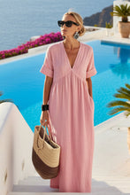 Load image into Gallery viewer, Women's V-Neck Empire-Waist Crinkle Gauze Maxi Dress
