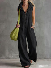 Load image into Gallery viewer, Women's Loose Sleeveless Jumpsuit with Pockets – Linen-Look