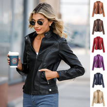 Load image into Gallery viewer, Women’s Classic Leather Jacket – Chic Streetwear Outerwear
