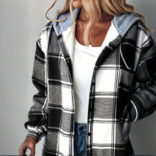 Load image into Gallery viewer, Plaid Drawstring Hoodie Shirt