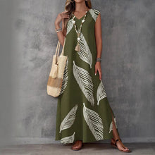 Load image into Gallery viewer, Printed V-Neck Sleeveless High-Waist Maxi Dress | 3 Colors