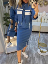 Load image into Gallery viewer, Women's Zip-Up Bomber Track Jacket & Bodycon Midi Dress Set
