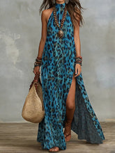Load image into Gallery viewer, Women's Printed Scarf-Style Maxi Dress – Sleeveless, Split, Loose Boho
