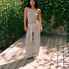 Load image into Gallery viewer, Women's Striped Tube Top & Pants Set – 2-Piece Modal Matching Outfit