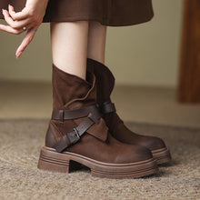 Load image into Gallery viewer, Women’s Brown Retro British-Style Ankle Boots | Autumn Winter Boots