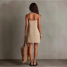 Load image into Gallery viewer, Women's V-Neck Slip Mini Dress – Fringe Trim Sleeveless Streetwear