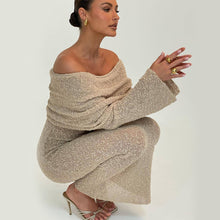 Load image into Gallery viewer, New One-shoulder Knitted Long-sleeved Dress Sexy Beach Holiday Long Dresses Womens Clothing