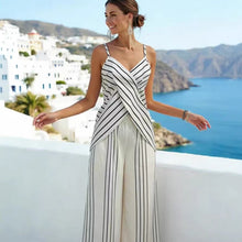 Load image into Gallery viewer, Women's Striped V-Neck Sleeveless Two-Piece Set