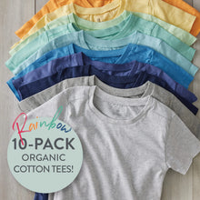 Load image into Gallery viewer, HonestBaby Multipack Short Sleeve T-Shirt Tee 100% Organic Cotton Infant Baby, Toddler, Little Kids Boys, Girls, Unisex 2T 10-pack Rainbow Boy - # BOAA11510015