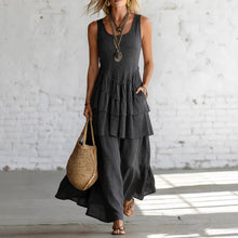 Load image into Gallery viewer, Women's Cotton Linen Sleeveless Loose Maxi Dress