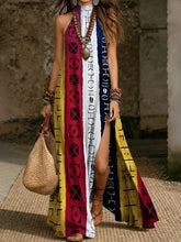 Load image into Gallery viewer, Women's Printed Halterneck Split Maxi Dress – Loose Fit Sleeveless