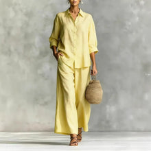 Load image into Gallery viewer, Cotton-Linen Shirt & Wide-Leg Pants Suit – 6 Colors, S–5XL