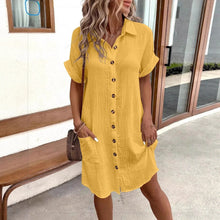 Load image into Gallery viewer, Women's Casual Loose Short-Sleeve Midi Shirt Dress – Button-Down