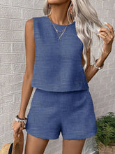 Load image into Gallery viewer, Women's Solid Color Sleeveless Vest & Shorts Set