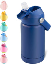 Load image into Gallery viewer, 12Oz Kids Water Bottle, Stainless Steel Insulated Water Bottle for Kids, Toddler Cup with Straws Leak-Proof, Kids Water Bottles for School Boys Girls, BPA Free, Blue