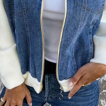 Load image into Gallery viewer, Women's Denim Patchwork Zip-Up Jacket