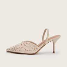 Load image into Gallery viewer, Women's Knitted Cutout Slingback Heeled Sandals – Pointed Toe High Heels
