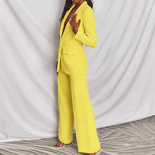 Load image into Gallery viewer, Lapel Button-Down Blazer & Straight-Leg Trousers Suit
