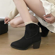 Load image into Gallery viewer, Women’s Retro Sock Cuff Booties – Stylish Ankle Boots with Stretch Cuff