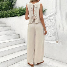 Load image into Gallery viewer, Elegant 2-Piece Matching Set, Sleeveless Crop Top And Wide Leg Pants Outfits